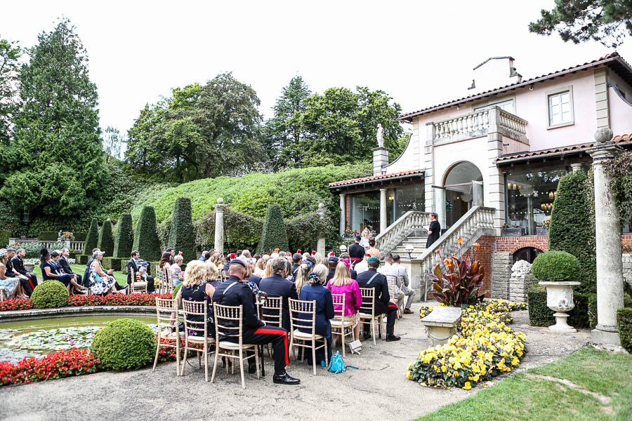 wedding breakfast set up at the Italian Villa in Dorset Poole