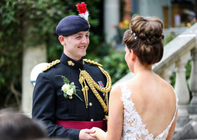 outside wedding ceremony at the Italian Villa Poole Dorset